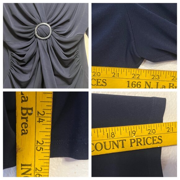 Cato Women Navy Blue V-Neck Ruched Top W/ Ring Detail XL Minimalist Comfortable - Picture 11 of 16